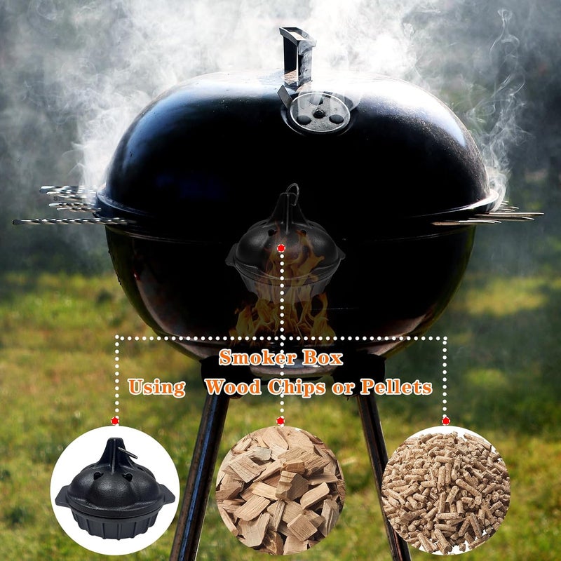 ENEM Small Cast Iron Garlic Roaster with 4 Iron Fish, Pre-Seasoned Smoker Roaster, Garlic Cooker, Garlic Roasting Pot, Mini Cocotte Garlic Potato Baker, Wood Chip Smoker Box for BBQ Meats Vegetables - Image 4